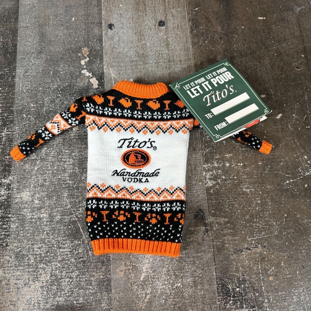 Tito’s Handmade‎ Vodka for dog people Holiday Sweater double sided Bottle Topper